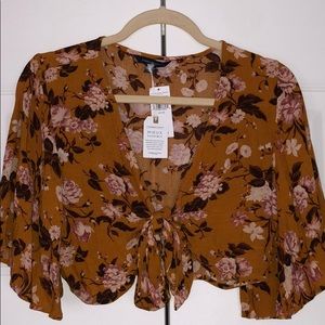 Burnt orange floral crop top